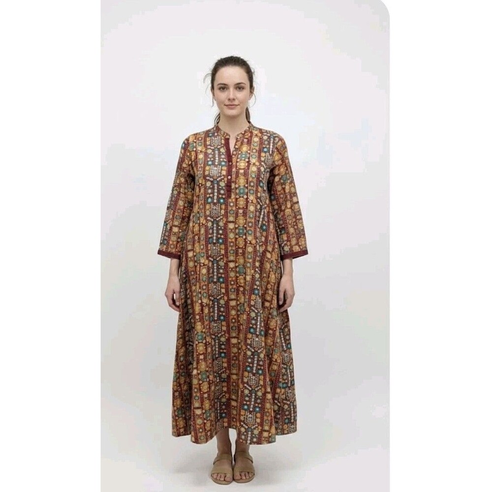 Generation Women's Midi Dress Size 14 Boho Multicolor 3/4 Sleeve Casual